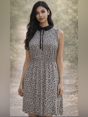 Forever 21 Sleeveless Dress, Ditsy Floral Pattern, Peter Pan Collar, Sz 0X, GUC